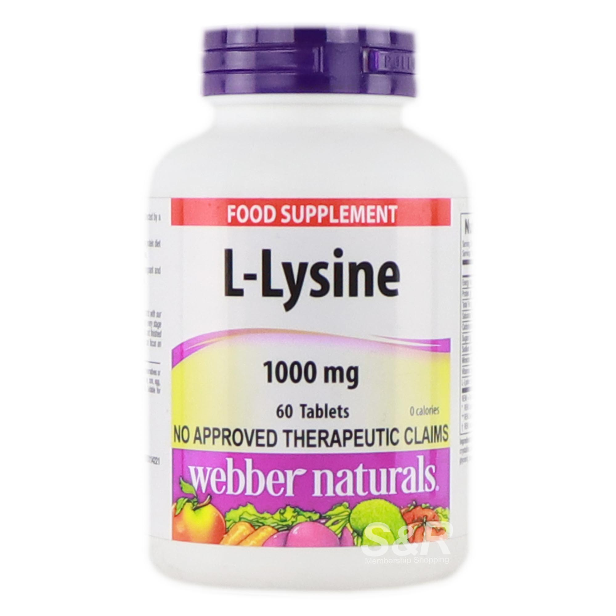 Webber Naturals L-Lysine 1000mg 60 tablets Webber Naturals L-Lysine 1000mg 60 tablets